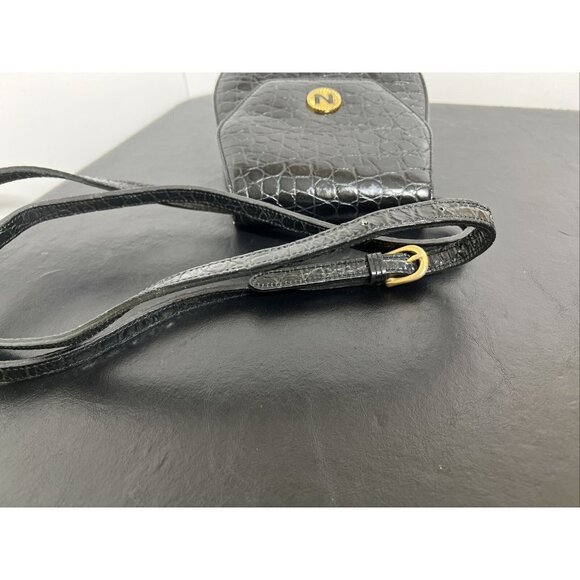 Vintage Albert Nipon Embossed Leather Crossbody Bag Black 7” x 6” - Picture 11 of 16